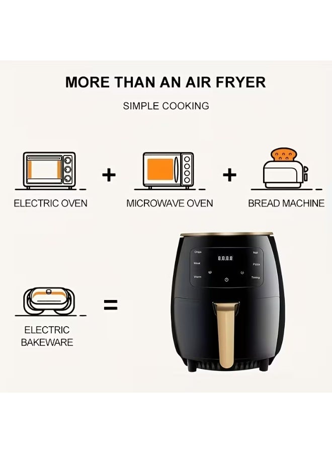 6L Digital Multi-Functional Air Fryer Pot - 1500W Oil-Free Healthy Cooker with Sensor Touch Control Panel, LED Display & 360° Hot Air Circulation, Non-Stick Basket for Baking, Roasting & Grilling (Black) - Image 5